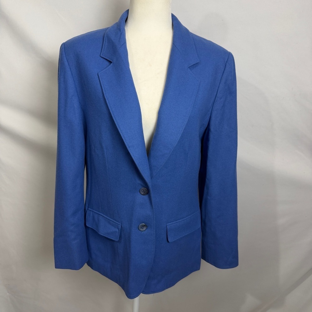 Vintage Pendleto 100% Virgin Wool Royal Blue Blazer Two-Button Suit Jacket Sz 12